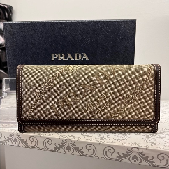 Prada Beige and Brown Wallet - Picture 1 of 9